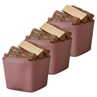 Excellent houseware Flexibele kuip / emmer - 3x - roze - 25 l - kunststof - 40 x 35 cm