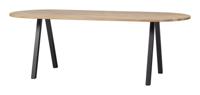 WOOOD Ovale Eettafel Tablo met 2-standen poot, 220 x 90cm - Onbehandeld - Ovaal