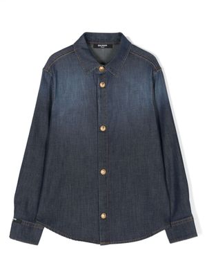 Balmain Kids chemise à boutonnières - Bleu