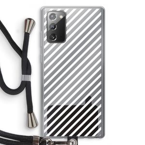 Strepen zwart-wit: Samsung Galaxy Note 20 / Note 20 5G Transparant Hoesje met koord
