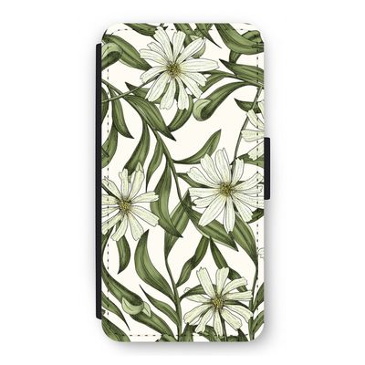 Wit bloemenpatroon: iPhone 12 Pro Flip Hoesje