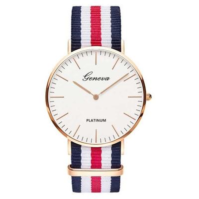 2 PC'S eenvoudige ultradunne grote Dial twee-pins kleur bijpassende nylon canvas riem quartz horloge (oranje)