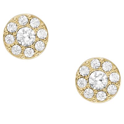 Fossil JF04375710 Oorknoppen All Stacked Up staal-zirconia goudkleurig-wit