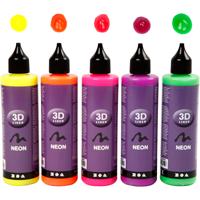 Creativ Company 3d liner, neon kleuren, 5x100 ml/ 1 doos