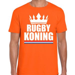 Rugby koning t-shirt oranje heren - Sport / hobby shirts 2XL  -