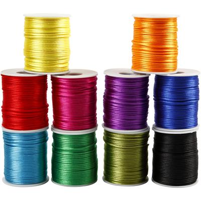 Creativ Company Satijnkoord, dikte 2 mm, sterke kleuren, 10x50 m/ 1 doos