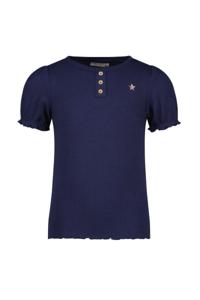 Like Flo Meisjes top rib met knoopjes - Navy blauw