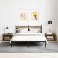 Nachtkastje artisanaal eikenkleurig 40 x 40 x 30 cm