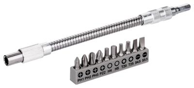Bosch Accessoires 11-delige set flexibel metalen verlengstuk 200 mm, schroefbitset, PH1, PH2, PH3, PZ2, HEX4, HEX5, T20, T25, SL 0,6 x 4,5; 0,8 x 5,5