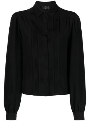 ETRO blouse en soie à détails nervurés - Noir