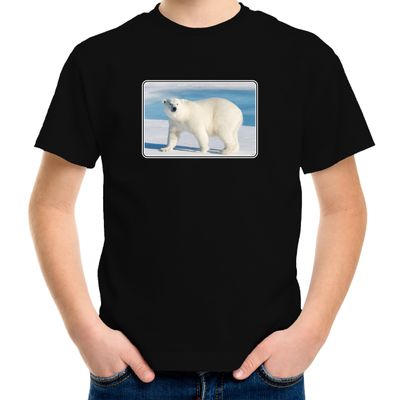 Dieren t-shirt met ijsberen foto zwart voor kinderen