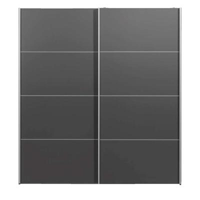 Leen Bakker - Schuifdeurkast Verona Antraciet - Antraciet - 200x182x64 Cm - Spaanplaat - Grijs#Zwart