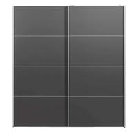 Leen Bakker - Schuifdeurkast Verona Antraciet - Antraciet - 200x182x64 Cm - Spaanplaat - Grijs#Zwart