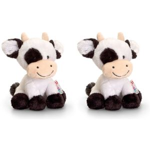 Koe boerderijdier knuffeldieren zusjes Berta en Clara 14 cm   -