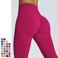 Dames Yogabroek Yoga legging Elastische tailleband Hoge taille Yoga Sportschooltraining Pilates Panty Zwart Geel Roze Sport Sportkleding Rekbaar Slank Lightinthebox - thumbnail