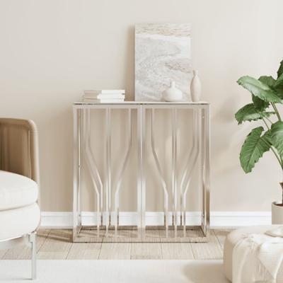 Wandtafel 70x30x70 cm roestvrij staal en glas zilverkleurig