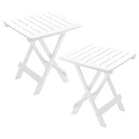 Pro Garden tuin / camping bijzettafeltje - 2x - wit - kunststof - opvouwbaar - 43 x 45 x 50 cm