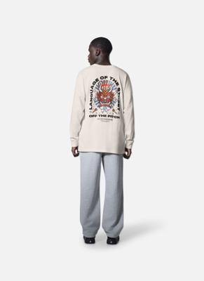 Off The Pitch Dragon Oversized Longsleeve Sweater Heren Gebroken Wit - Maat S - Kleur: Gebroken Wit | Soccerfanshop
