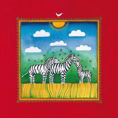 Kunstdruk Linda Edwards - Three little zebras 40x40cm