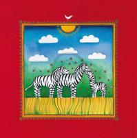Kunstdruk Linda Edwards - Three little zebras 40x40cm