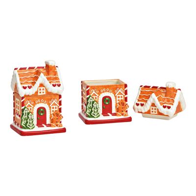 Doos peperkoekhuisje van keramiek, kleurrijk (B/H/D) 13x19x11cm