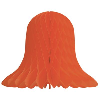 Kerstklok lampion - oranje - 20 cm - papier - kerstversiering - kerstbel decoratie