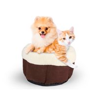 maxxpro Kattenmand - Kleine Hondenmand - Super Zacht - Wasbaar - Bruin/ Wit - thumbnail