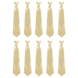 Voordeelset van 10x stropdas goud met pailletten 40 cm   -
