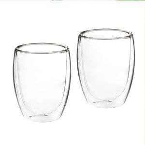 Set van 2x stuks dubbelwandige koffieglazen/theeglazen 350 ml   -