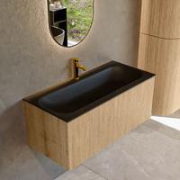 Badmeubel Mondiaz Kurve | 100 cm | Meubelkleur Oak | Wastafelkleur Urban | Midden spoelbak | 1 kraangat