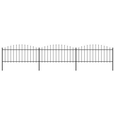 Tuinhek met speren bovenkant (0,5-0,75)x5,1 m staal zwart