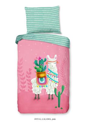 Good Morning Kinderdekbedovertrek "lama" - Roze - (140x200 cm) - Katoen