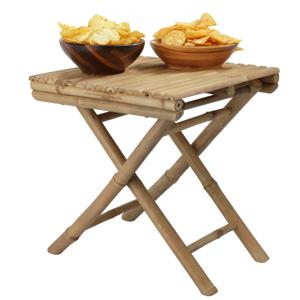 Bijzettafeltje/klaptafel voor buiten - bamboe hout - opvouwbaar - 39 x 39 x 45 cm