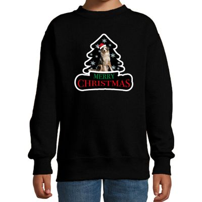 Dieren kersttrui australische herder zwart kinderen - Foute honden kerstsweater Dieren kersttrui australische herder zwart kinderen - Foute honden kerstsweater