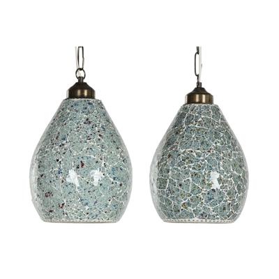 Plafondlamp Home ESPRIT Groen Hemelsblauw Metaal Kristal 25 W 23 x 23 x 66 cm (2 Stuks)