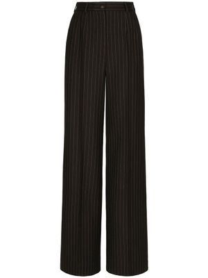 Dolce & Gabbana pantalon ample taille-haute à fines rayures - Noir