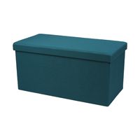 Urban Living Hocker bankje - poef XXL - opbergbox - zeeblauw - polyester/mdf - 76 x 38 x 38 cm   - - thumbnail