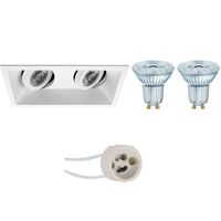 LED Spot Set - OSRAM Parathom PAR16 930 36D - Pragmi Zano Pro - GU10 Fitting - Dimbaar - Inbouw Rechthoek Dubbel - Mat - thumbnail