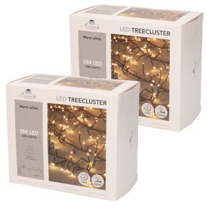 Kerstverlichting - 2x - 384 lampjes - warm wit - 5 meter - clusterverlichting