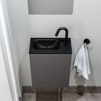 Zaro Polly toiletmeubel 40cm donkergrijs met zwarte wastafel met kraangat rechts - thumbnail