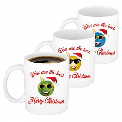 Kerst cadeau mokken - 6x - The Best - werknemers - collega's - team - 300 ml - keramiek