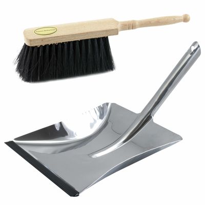 Stoffer en blik blank/zilver van edelstaal voor binnen