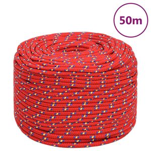 vidaXL Boottouw 6 mm 50 m polypropyleen rood