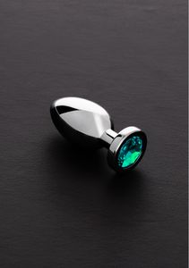 Jeweled Butt Plug AQUA BLUE LIGHT - Small