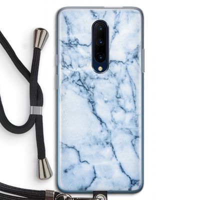 Blauw marmer: OnePlus 7 Pro Transparant Hoesje met koord