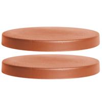 Plantenonderzetter - 2x - rond - terracotta - 40 cm - kunststof - Trolleys voor kamerplanten - multi