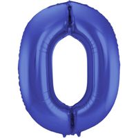 Folie ballon van cijfer 0 in het blauw 86 cm