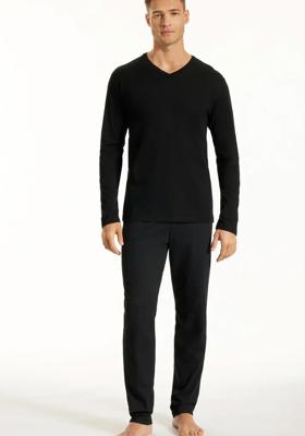 Schiesser Uncover pyjama met V-hals zwart