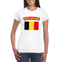 T-shirt met Belgische vlag wit dames