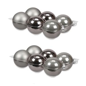 12x stuks glazen kerstballen titanium grijs 8 cm mat/glans